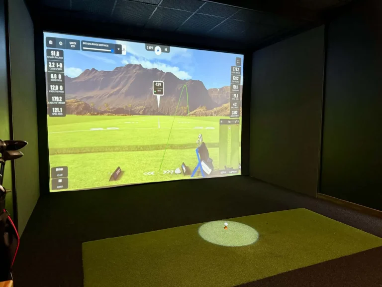 Turf & hitting mat in a golf simulator room