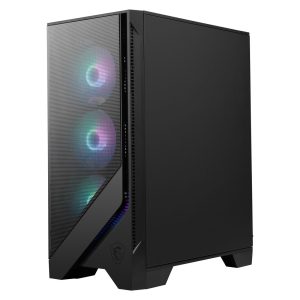 4K gaming and simulator desktop computer, angled view
