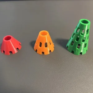 Red 20mm, orange 30mm and green 50mm flexible TPU golf simulator tees