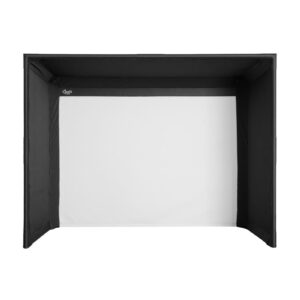 Carl's Place Pro golf simulator enclosure kit, front view with impact screen