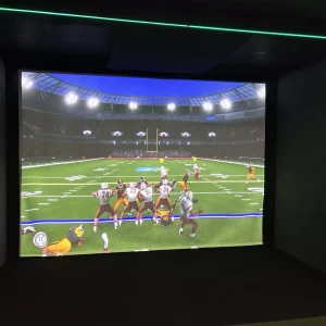 Impact screen - white being used with a football simulator