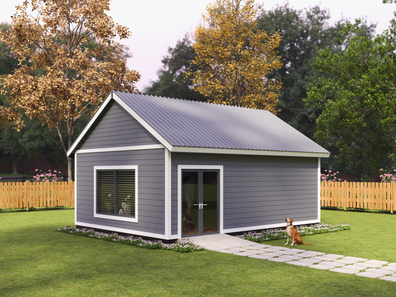 Backyard golf simulator shed by Swing Stations